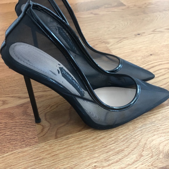 Black Mesh Stilettos By Jessica Rich - Picture 1 of 15